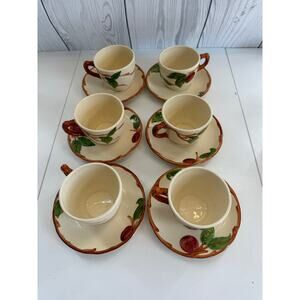 Vintage FRANCISCAN APPLE  Demi Cups and Saucers Lot Of 6 Vintage